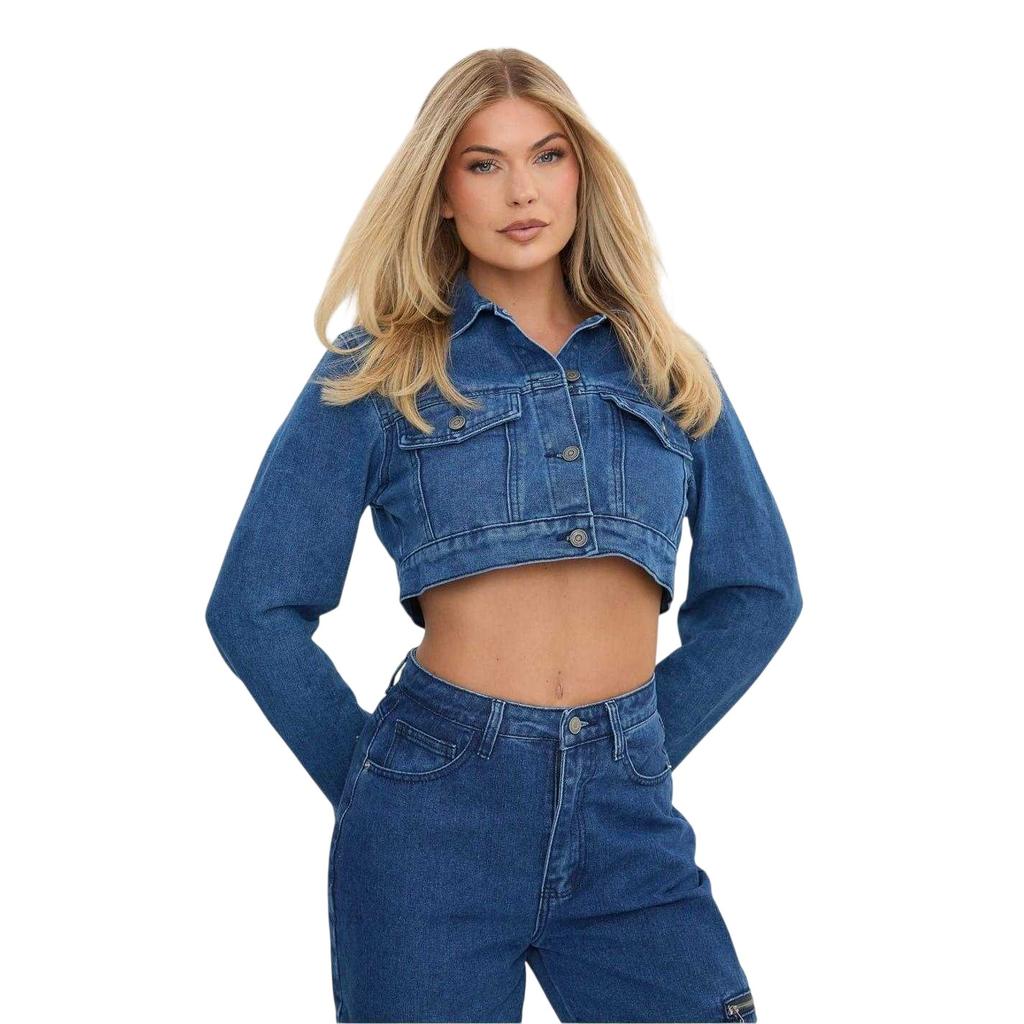 I Saw It First Womens/Ladies Cropped Boxy Denim Jacket