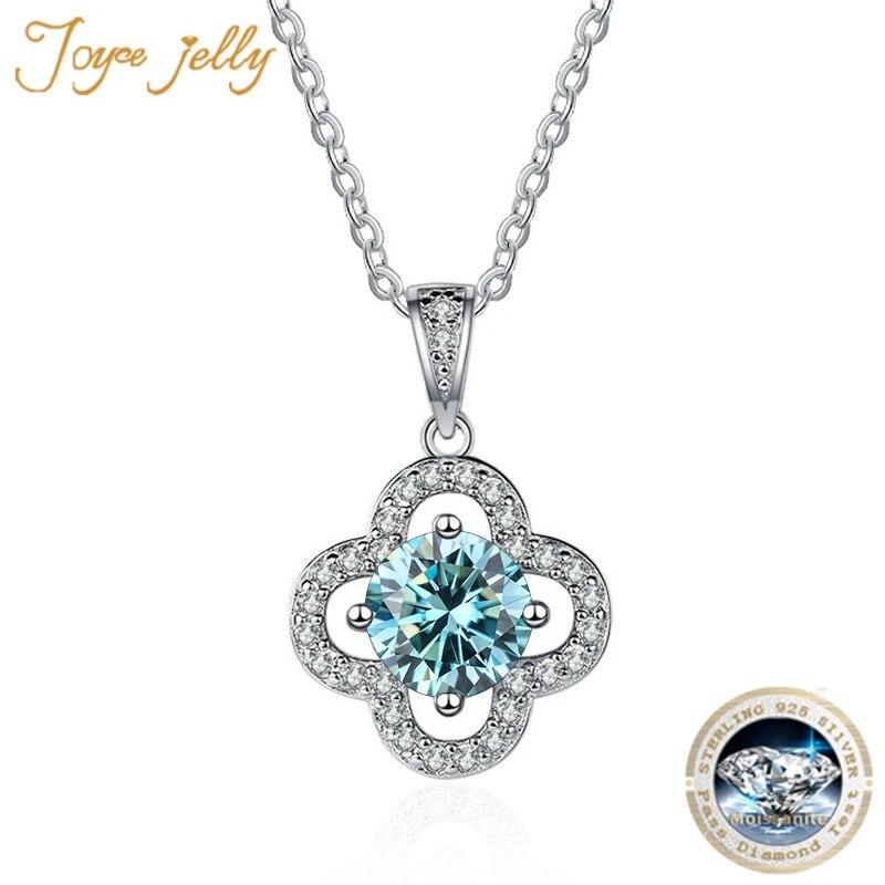 

1 Carat Moissanite Diamond Necklace Women s Luxury Wedding Jewelry S925 Silver Clover Pendant Clavicle Chain