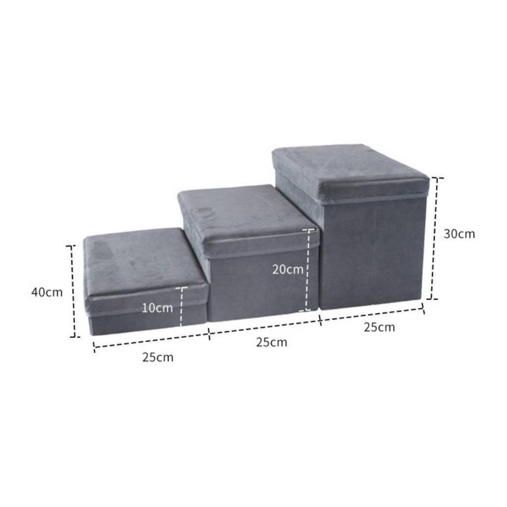3-Step Pet Stairs Soft Steps with Den Cozy for Sofa, Living Room, Small Dogs