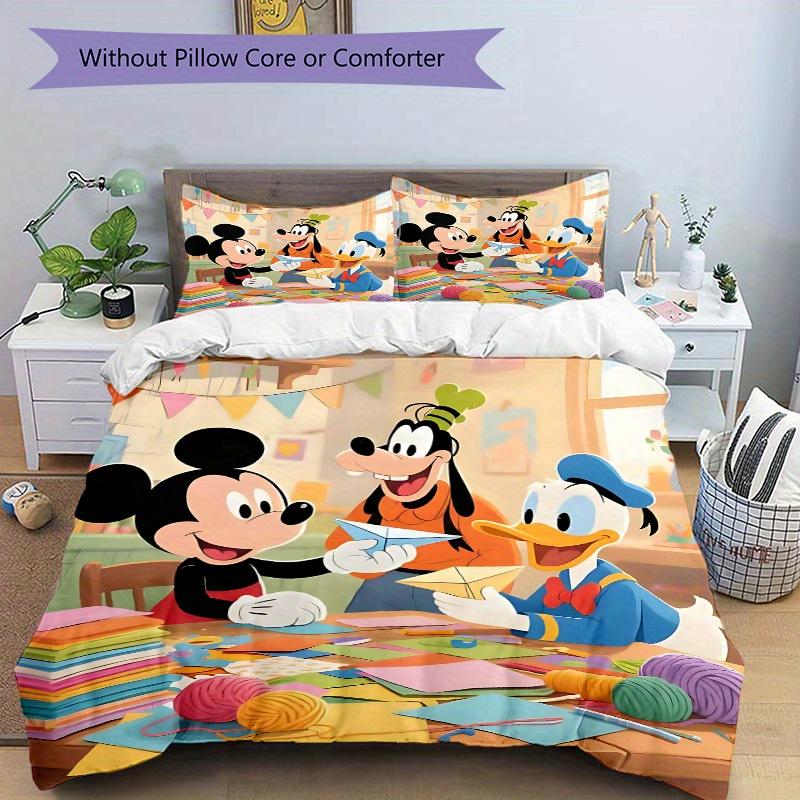 3pcs Mickey And Friend 1 Cover+2 Pillowcases, Pillow Inserts Not Included, Machine Washable, All-Season Use, Teen and Adult Rooms140