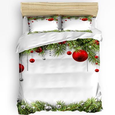 3Pcs Bedding Collection Christmas Tree Decoration Ball White Home Textile Duvet Cover Pillow Case Boy Kid Teen Girl Bedding Covers Collection