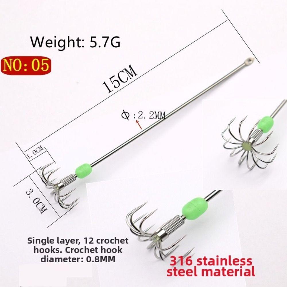 10pcs/ Box Stainless Steel Squid Hooks Blow Tube Design Umbrella Hooks Saltwater Fishing