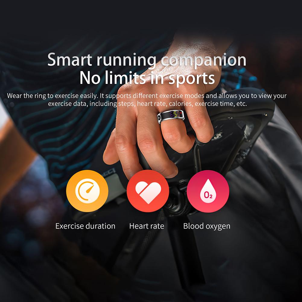 Smart Ring with Display Screen Touch Health Manager Wireless Charging Fitness & Sleep Monitor 5 ATM Waterproof for Android & iOS