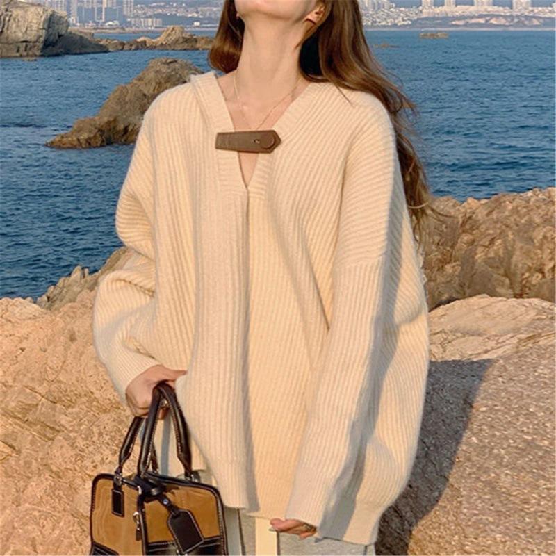 Women's Fashion Casual Fall Winter Solid Color Print Long Sleeve Hooded Sweaters