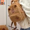 Cartoon Plush Capybara Animal Backpack for Teens Multiple Pockets Student School Bag Zippered Crossbody Shoulder Bag