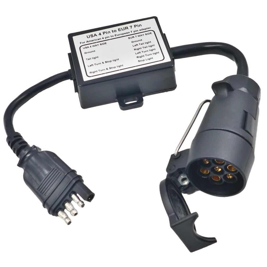 Trailer Adapter American 4-pin to European 7-pin for Truck Pickup Truck