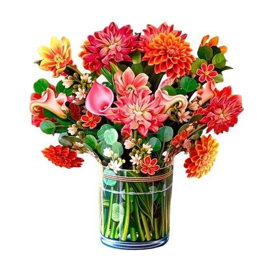 Kartka z wyskakującym kwiatem z papieru, bukiet kwiatów róży/wiśni w naturalnej wielkości, 3D, kartka z życzeniami na Dzień Matki, rocznicę ukończenia szkoły, prezent urodzinowy