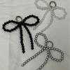 ZAKOL Y2K Coreano Carino Portachiavi con Perle e Fiocco in Perline per Donne Ragazze Ciondolo a Forma di Fiocco in Metallo Accessori Decorativi per Borsa