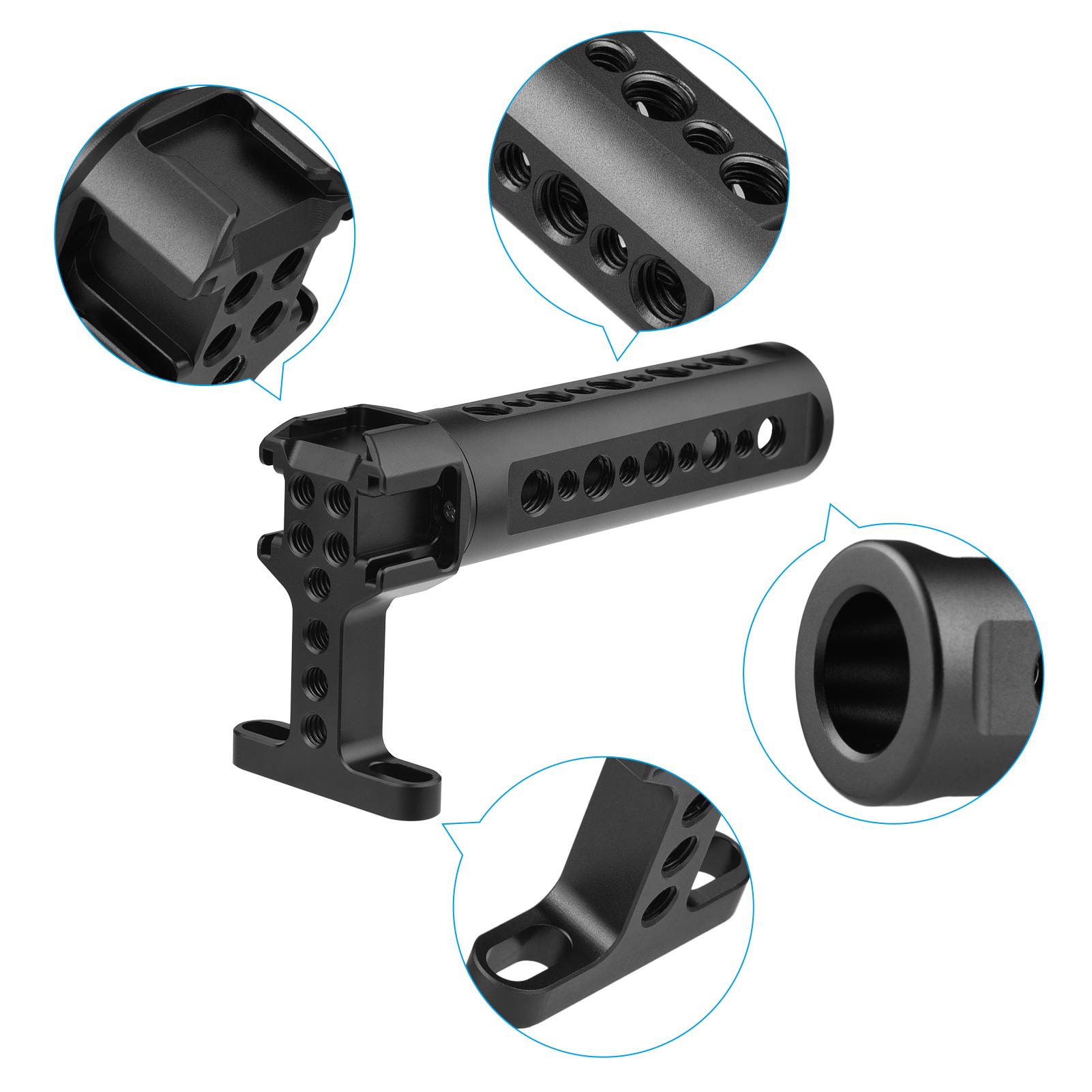 

Universal Camera Cage Top Handle Grip with 1 4 Inch 3 8 Inch Threaded Screw Holes Cold Shoe Mounts for Photography Lamp чёрный
