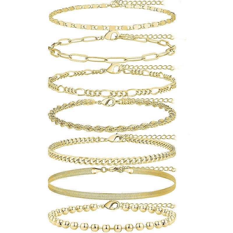 Trendy Multi-layer Sparkling Snake Bone Anklet Set