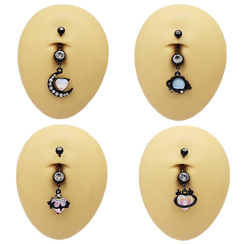 Tendência de Moda Anel de Umbigo Lua Coração Ornamento Barra Piercing Umbigo Pingente Para Mulheres Meninas Joias Piercing Corporal