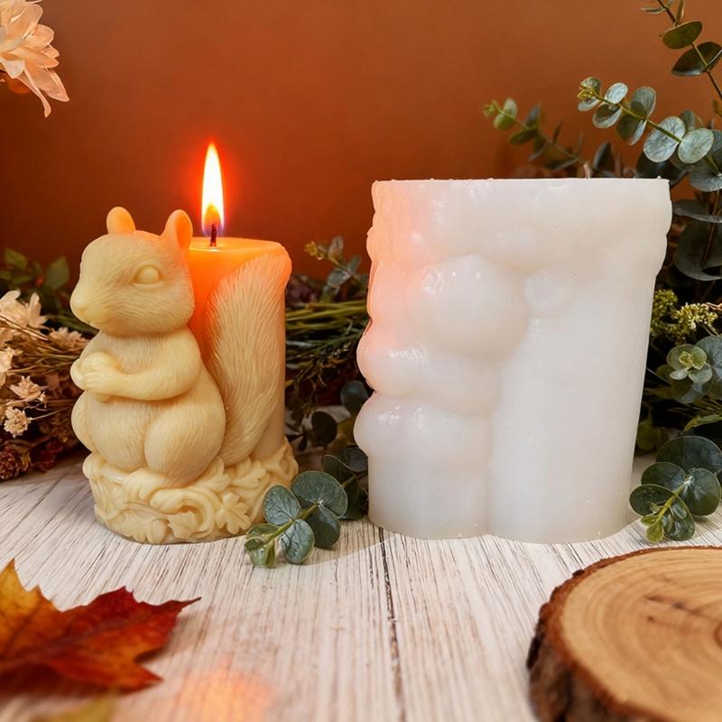 Squirrel Figurine Silicone Mold Animal Candle Silicone Mould for Epoxy Resin Making Candle Soap Festival Decoration
