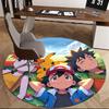 1 szt. Okrągły dywanik Pokémon Pikachu i Przyjaciele - Mata na krzesło z motywem anime, Prezent do biura, Dekoracja sezonowa, Nadaje się do domu, Salonu