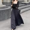 Elegant Square Neck A-Line Dress - Women's Early Spring 2026 Arrival, Long Sleeve, Waist-Cinched Fake Two-Piece Design.