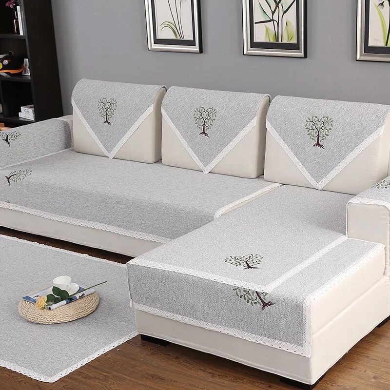 Cotton and linen fabric sofa cushions, non-slip cushions, all-season universal, simple, modern cotton and linen woven cushions