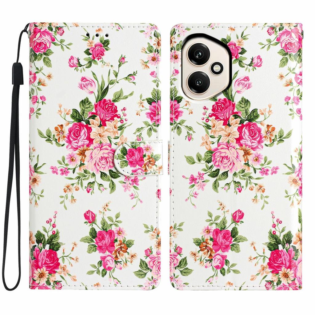 Für Honor 400 5G (Global) Brieftasche Hülle PU Leder Musterdruck Ständer Handyhülle mit Riemen