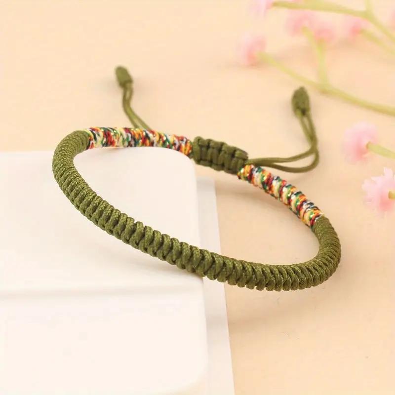 

Tibetan Buddhist Lucky Bracelet Unisex Braid Red Thread Rope Adjustable King Kong Knot for Womern Men Bangle Jewelry Accessory армія зелений колір