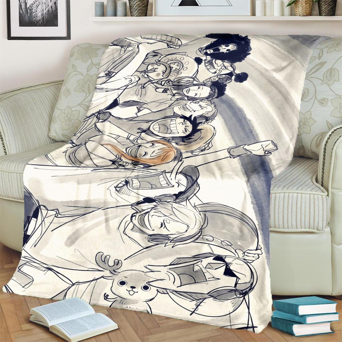 

ONE PIECE Flannel Blanket Light Warm for Bedrooms, Sofas, Picnics and Travel 75x90cm