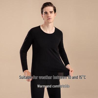 Men's Autumn Pure Cotton Thermal Set: Long Johns & Base Layer Shirt