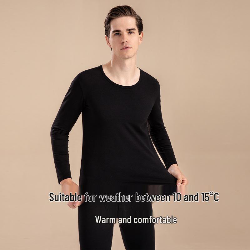 Men's Autumn Pure Cotton Thermal Set: Long Johns & Base Layer Shirt