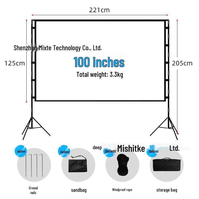 Mixite HD 100-120 Zoll Tragbarer Outdoor Filmprojektor Leinwandständer