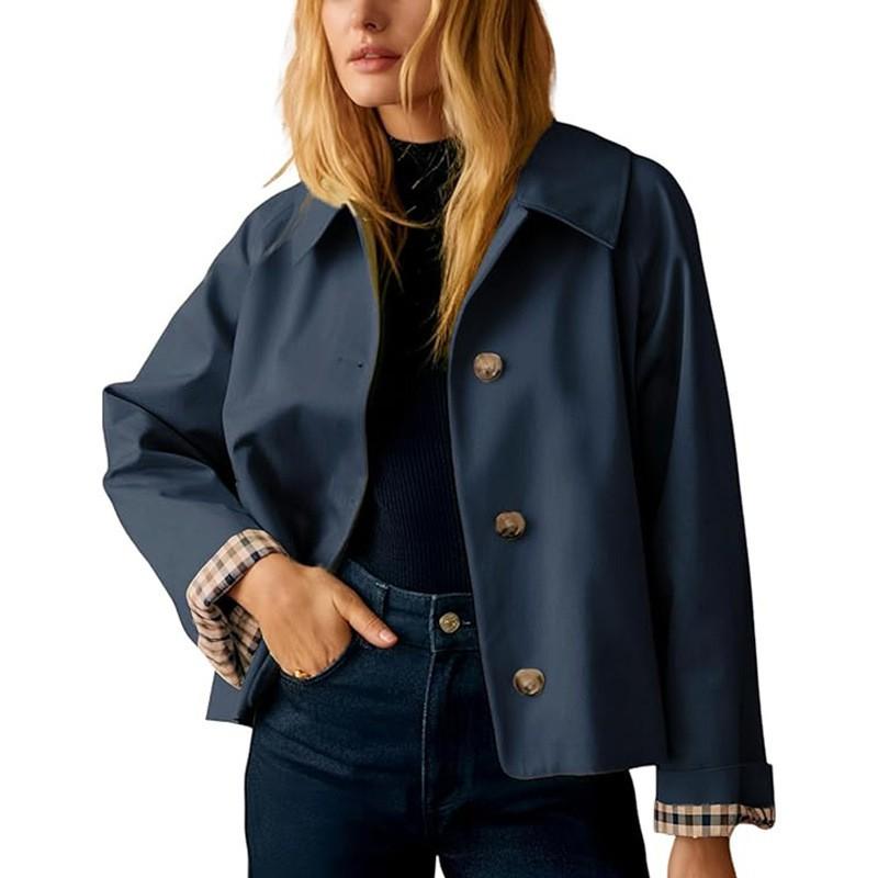Womens Casual Vintage Blazer Single-Breasted Lapel Short Jacket Fall 2025