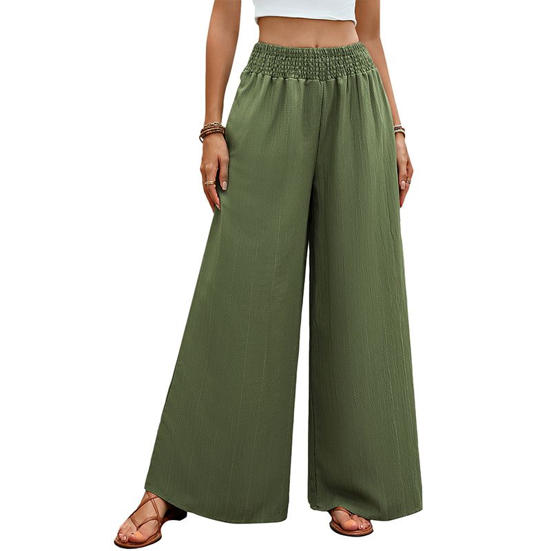 Fashion Women Trousers Ladies Pants Versatile Elastic High Waist Solid Wide Leg Pants Women