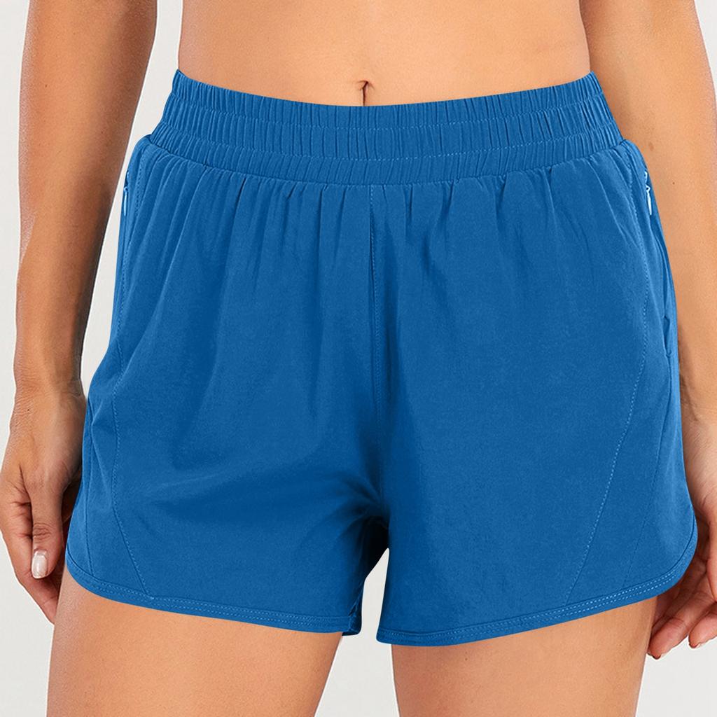 Women's Sports Running Shorts, Quick-drying And Lightweight Fitness Shorts With Zippered Pockets