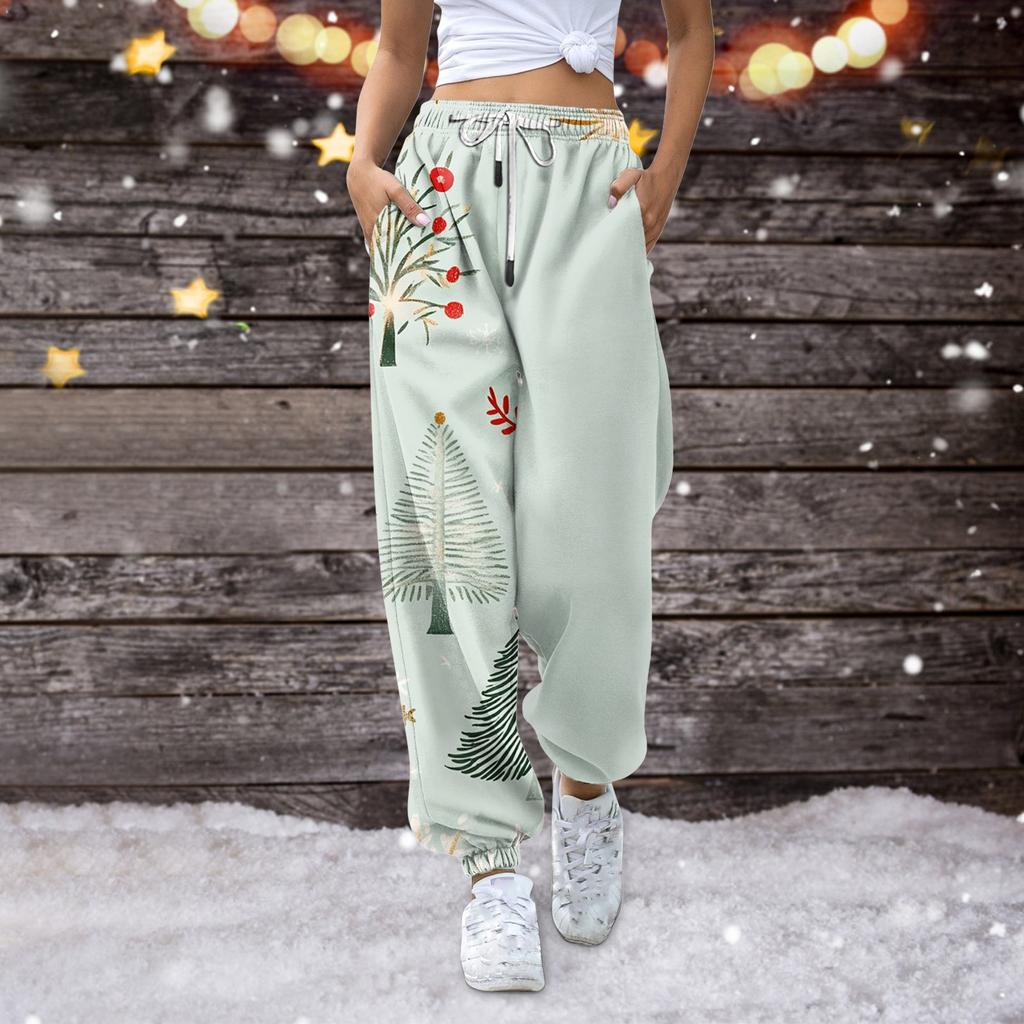 Damen Casual Fashion Jogginghose Weihnachten bedruckte Freizeithose