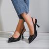 High-heeled Sandals with Straps Rhinestone Ornaments Toe Sandals Pointed Toe Single Shoes Shallow Mouth Thin Heels