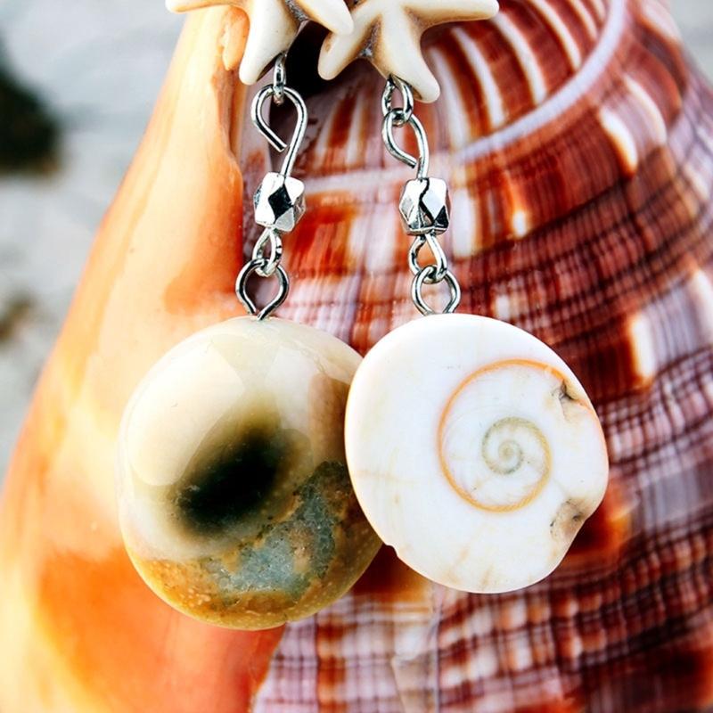 Starfish Conch Dangle Earrings Fashionable Women's Jewelry Handmade Accessories Beach Vacation Ear Rings Decoration