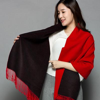 Écharpe double face en imitation cachemire pour femme, couleur unie, polyvalente, simple, pompon, chaude, 70 x 200 cm, nouvelle collection automne et hiver