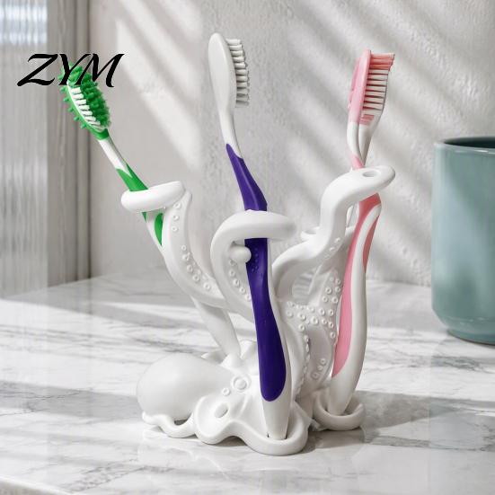 Creative Gift for Friends 3D Printed Octopus Toothbrush Holder, Space Saving Desk Organizer, Durable Flexible Tentacle Storage PLA Material