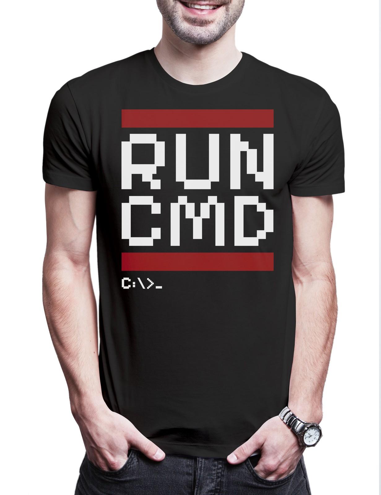 RUN CMD Пиксельная мужская футболка Компьютерный программист Администратор Хакер Админ XS