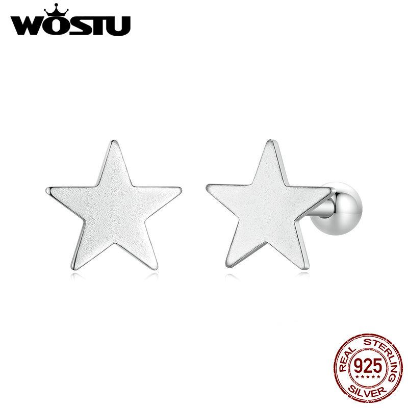

WOSTU стерлингового серебра 925 пробы, круглые серьги-гвоздики со звездами, минималистичные нежные изящества для женщин, изящные ювелирные изделия 7mm