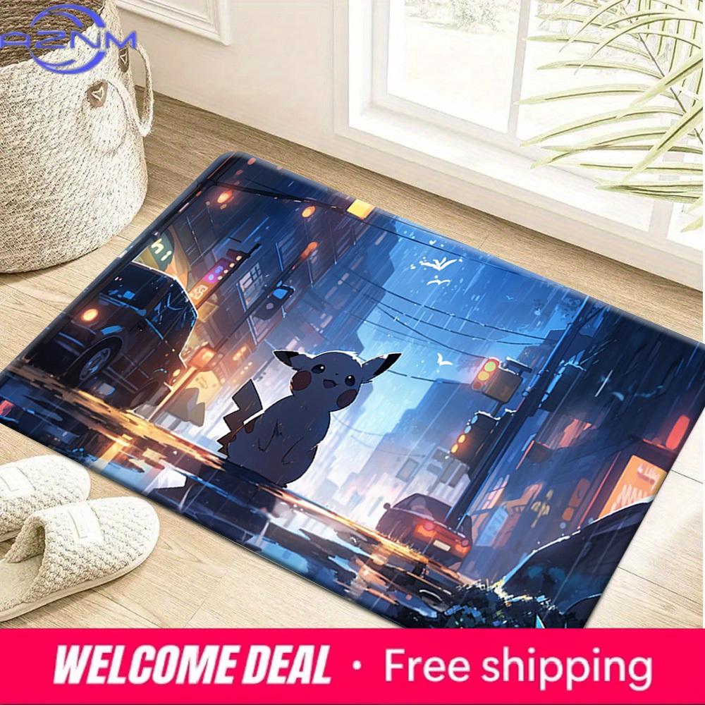 

Pokemon Pikachu Night City Rain Print Non-Slip Doormat, Absorbent Floor Mat for Home Decor 40cm x 60cm