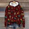 Women's Fashion Long Sleeve Christmas Print Loose Hooded Sweatshirt Top