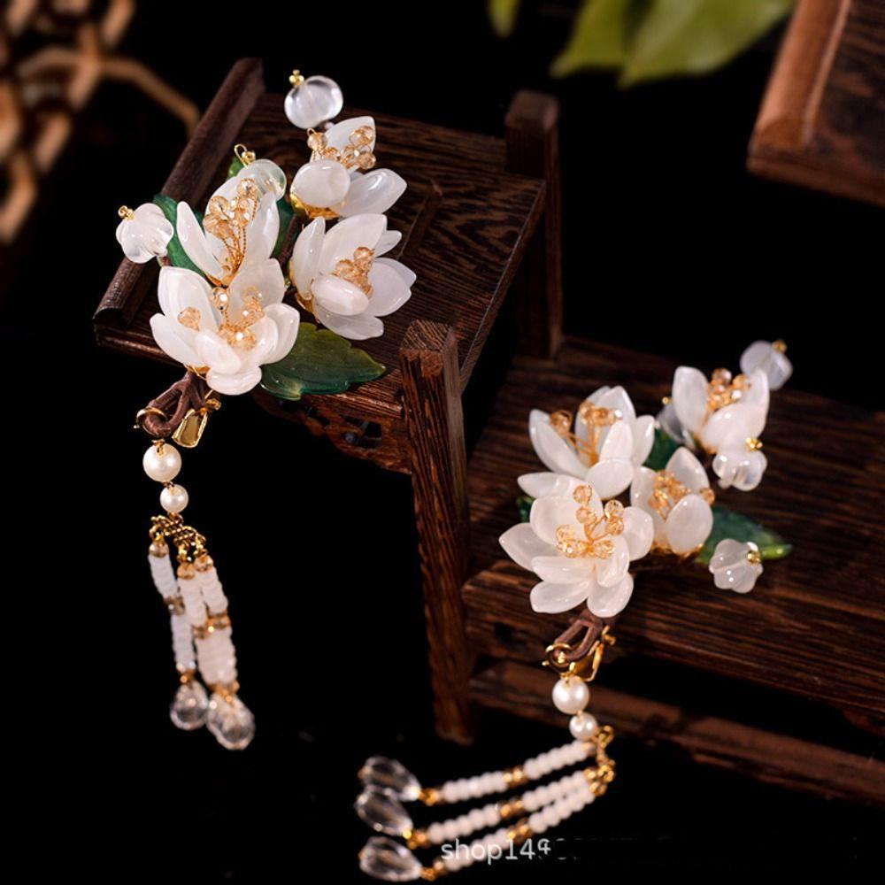 Ancient Floral Hair Stick Tassel Flower Hair Comb Classical Hanfu Headwear  Children
