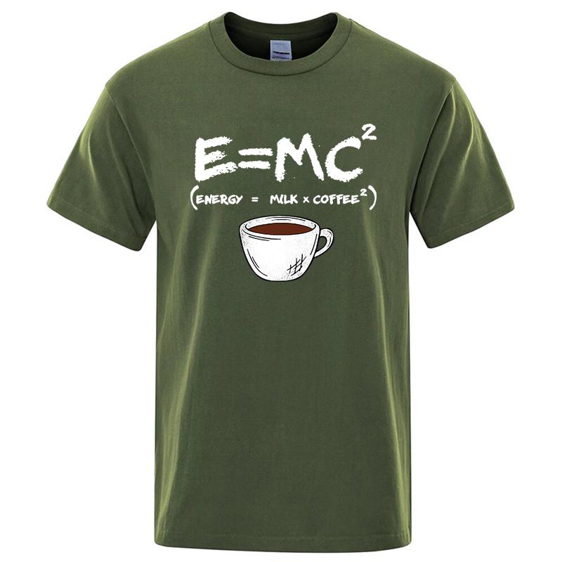 

Summer Men s T-shirt 100% Cotton Casual Funny Energy=Milk+Coffee Print Men Cool Loose O-neck Tops For Men Short Sleeve Male Tees M