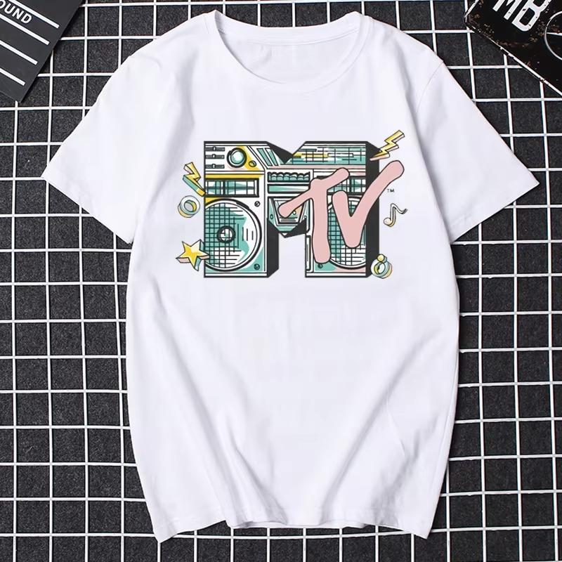 Tricou Retro Bărbați Femei Vintage Rock Hip Hop Tv Vară Mtv Music Television Grafic Top Streetwear Supradimensionat Larg Casual