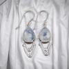 Original Rainbow Moonstone Gemstone 925 Sterling Silver Elegant Jewelry Earrings EE-39-30