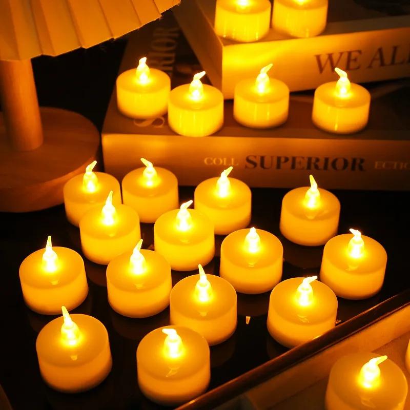 Mini Flameless Electronic Candle Light LED Battery Powered Warm Light Wedding Party Christmas Halloween New Year Home Decoration Supplies