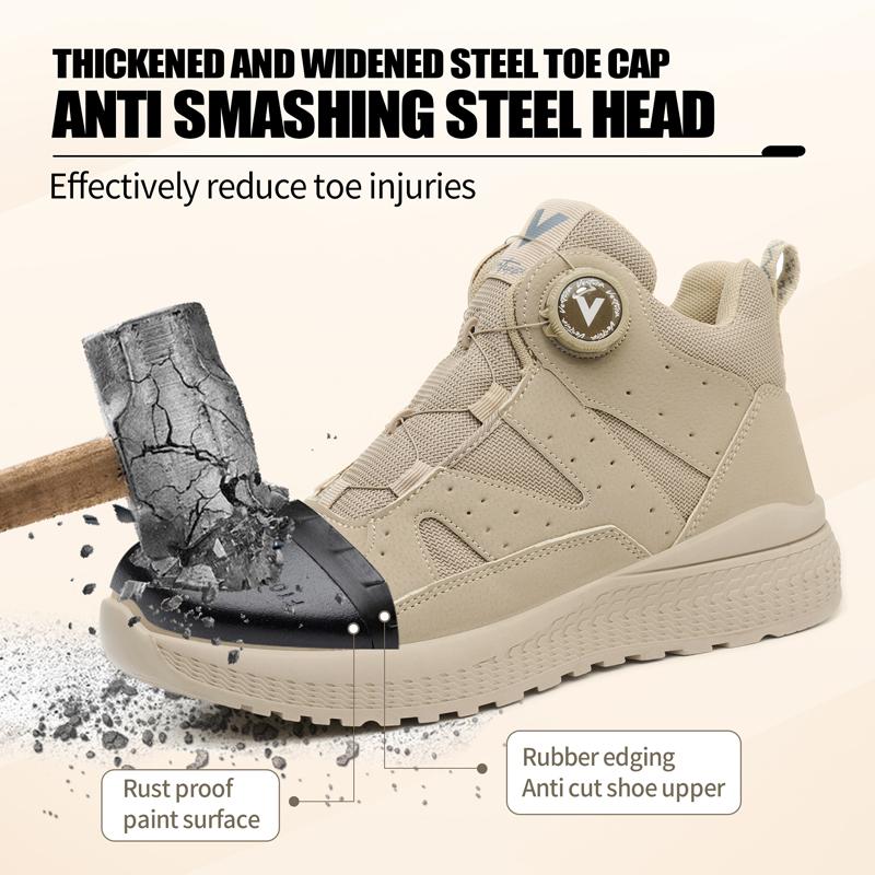 Rotating button Men's safety boots Work Shoes Puncture-Proof Steel toe shoes Non-slip Protection Shoes High top Security Boots