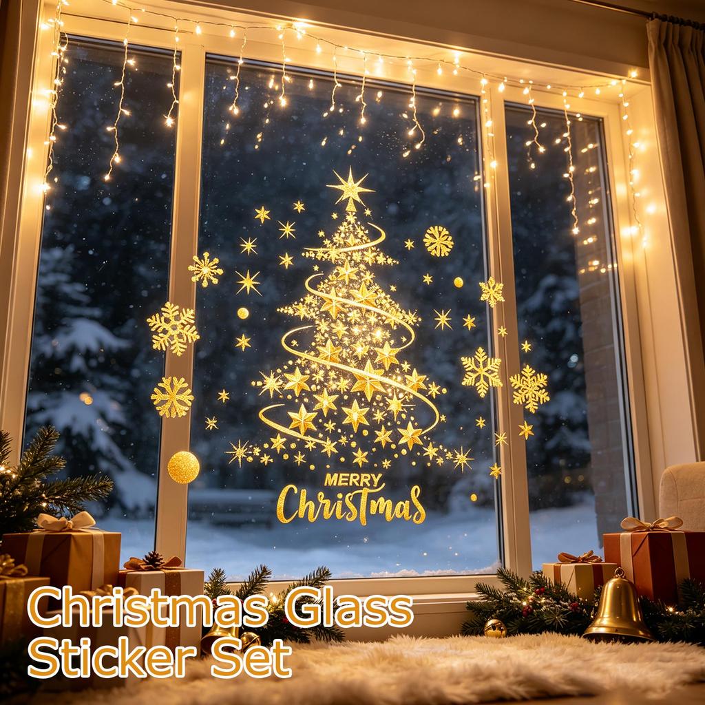 Christmas Window Clings Stickers Set for Holiday Home Decor