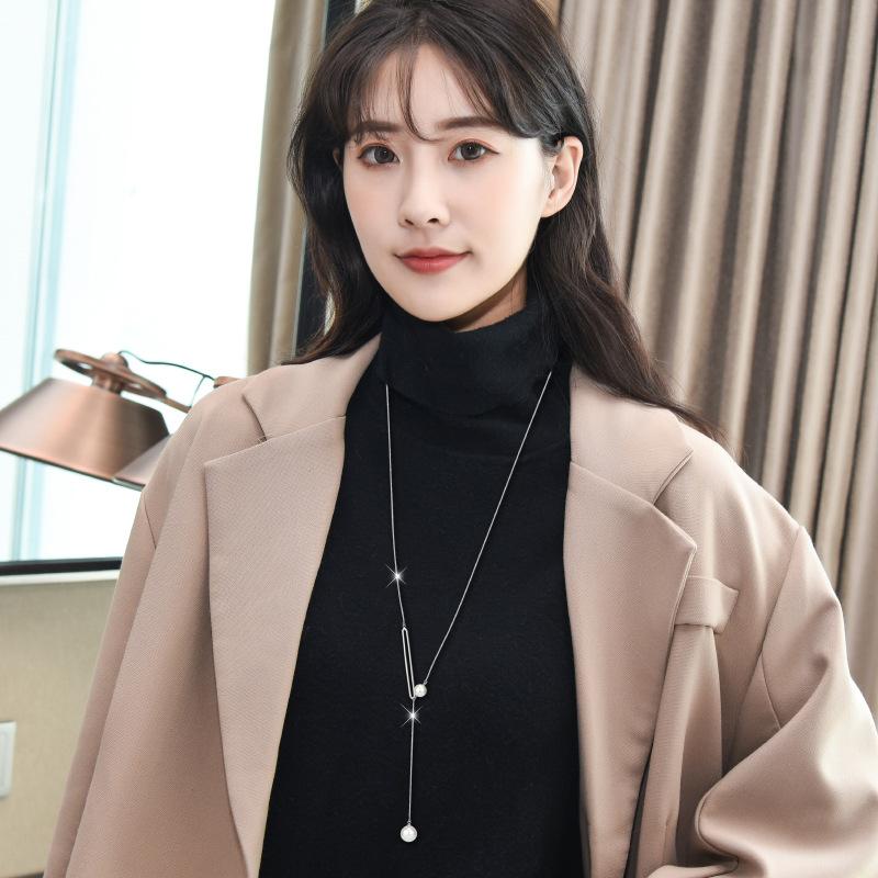 Long Trendy Womens Sweater Necklace Featuring Exquisite Pearl And Details Tassel