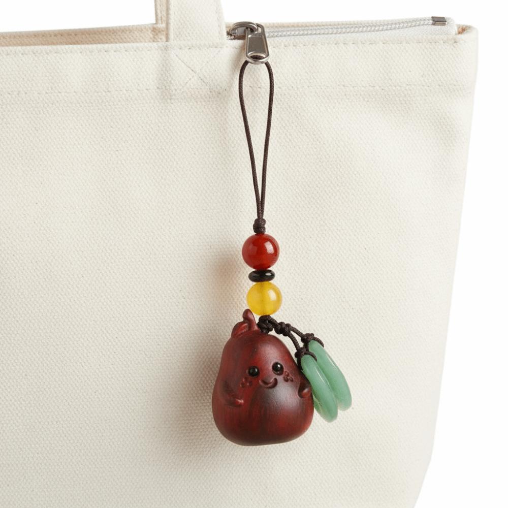 Cartoon Bag Pendant Sandalwood Wood Phone Chain Charm Pear Key Chain  Components
