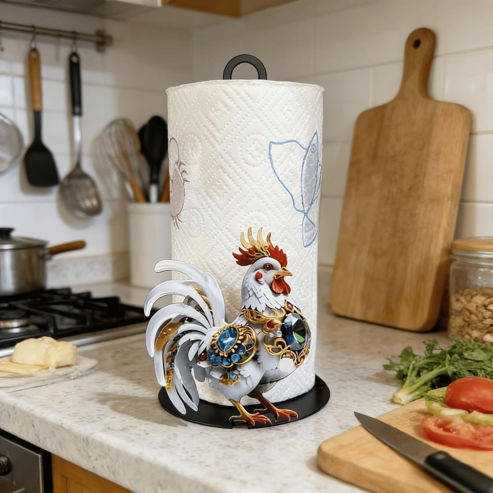 Free Standing Rooster Tissue Holder Ornament Funny Tissue Stand Roll Paper Towel Holder Home Decor Tissue Storage Rack Bathroom