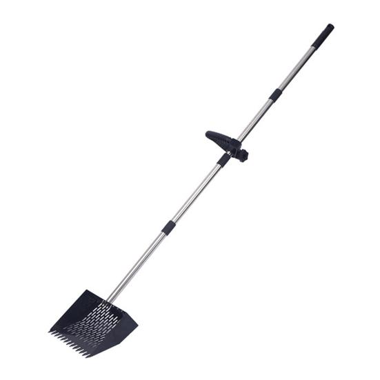 

Совок для куриного помета 2-в-1 Совок для курятника с ручкой и граблями Совок для просеивания песка для уборки отходов домашних животных с регулируемой длинной ручкой чёрный