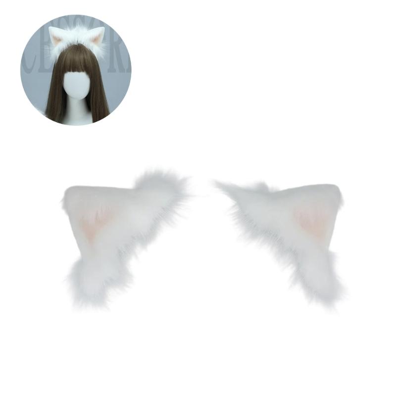 Realistic Wolf Ear Headbands Carnivals Party Plush Headpiece Movie Enthusiasts Party Role Play Animes Makeup Hairband