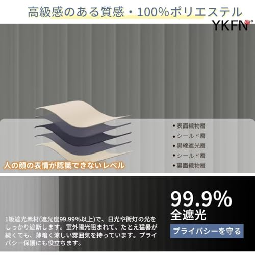 YKFN Room Divider Curtain, Thermal Insulation, Grade 1 Blackout, Stylish Nordic Style, 230cm Long X 100cm Wide, 1 Panel, Accordion Curtain, Room Divid